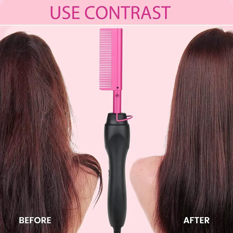 Professional Electric Hot Comb for Hair Styling, Fast Heating, Anti-Scald, Portable
