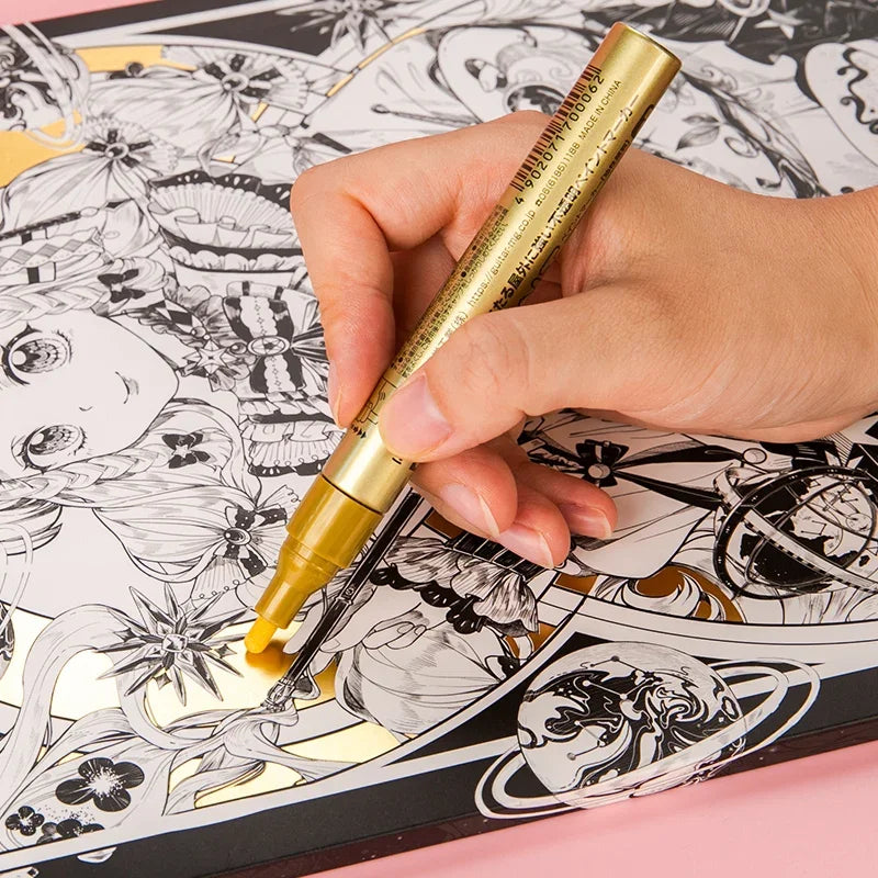 Metallic Silver & Gold Permanent Marker Pen Waterproof for Ceramic Glass DIY Craft
