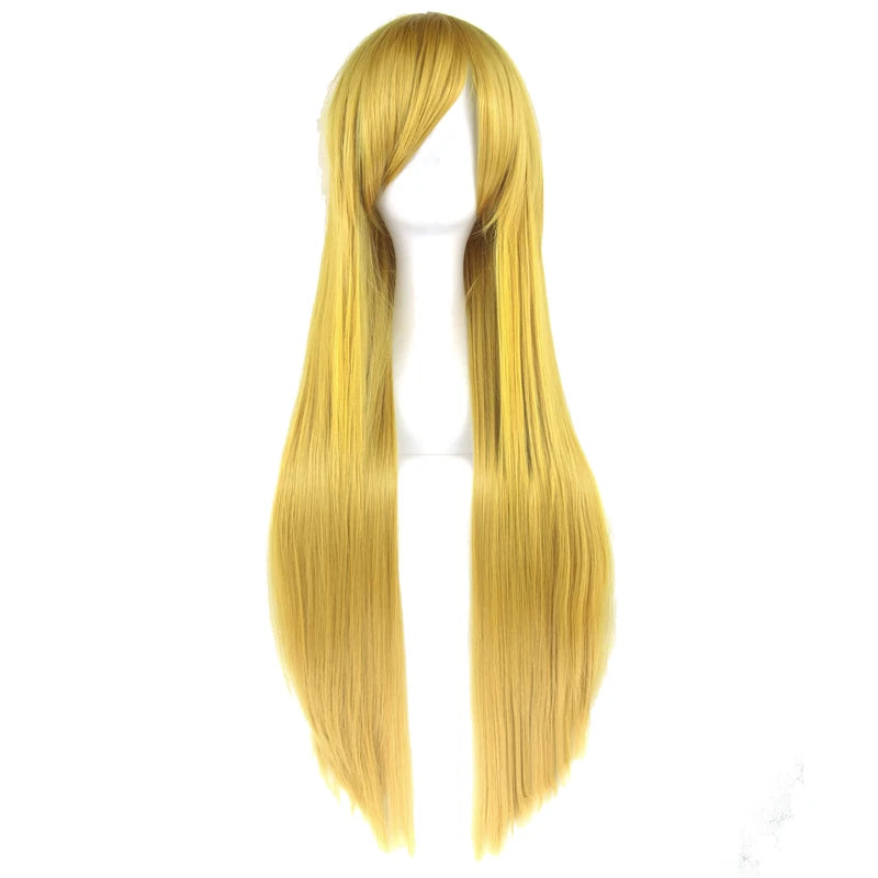 Long Synthetic Cosplay Wig - Straight Blonde Costume Hair for Anime & Characters