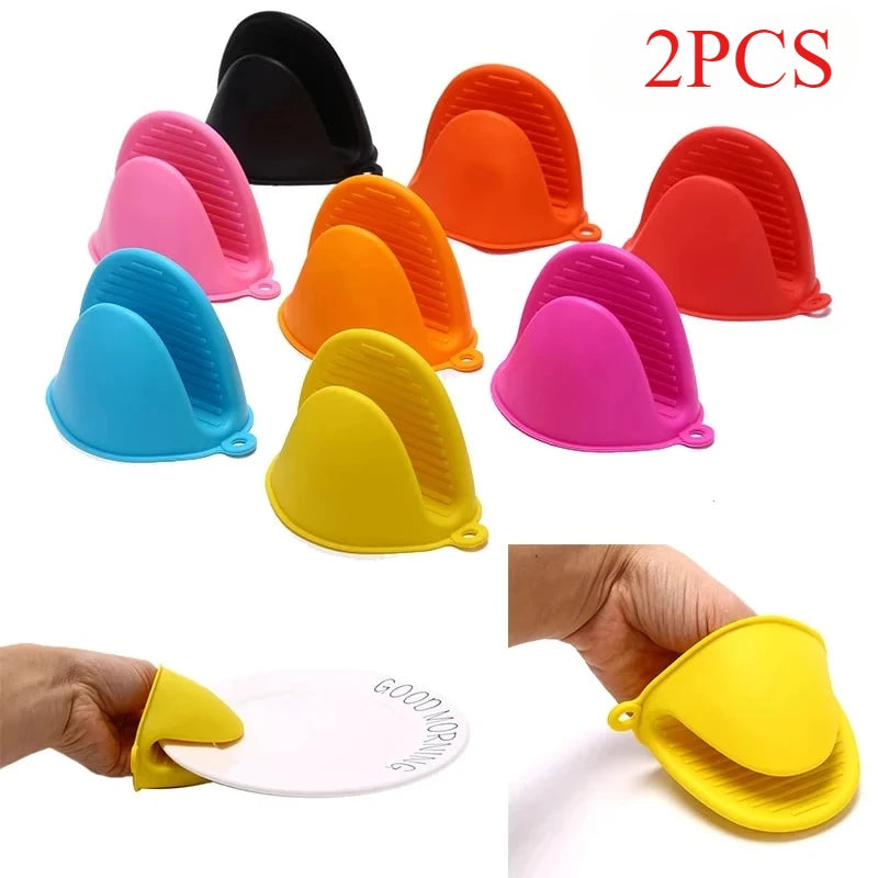 Silicone Oven Mitts 2-Pack Heat-Resistant Microwave Gloves Kitchen Heat Insulation