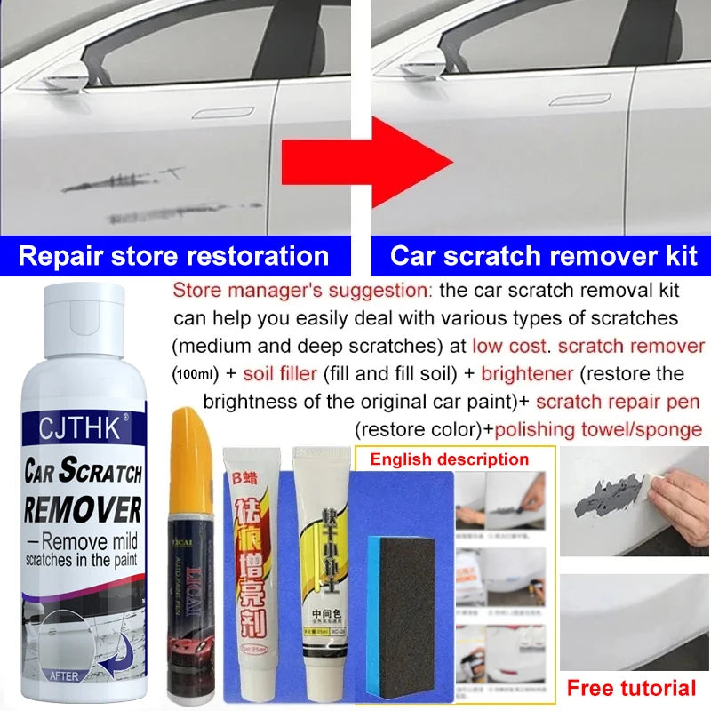 Car Scratch Remover Polish Kit for Auto Body Repair and Paint Care