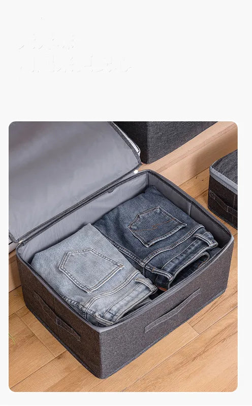 Heavy-Duty Hard-Shell Zipper Storage Organizer with Lid for Household Clothes and Toys