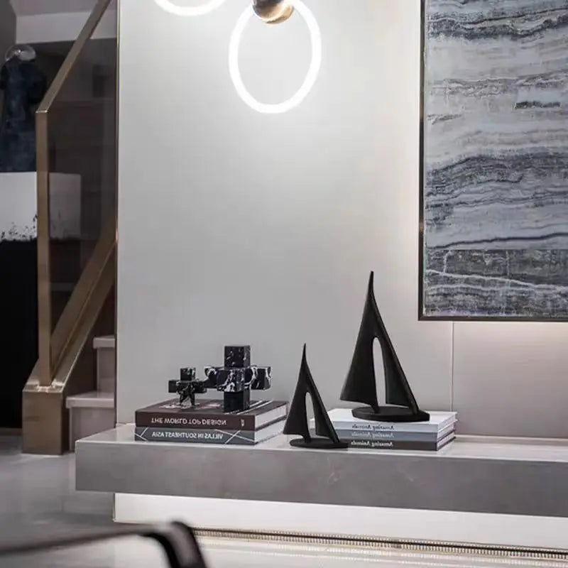 2-Piece Resin Sailboat Tabletop Decor for Living Room & Bedroom
