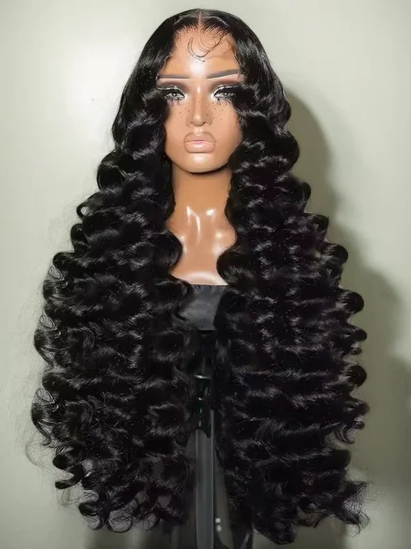 Deep Wave Human Hair Wig 13x6 HD Transparent Lace 220 Density Curly Front Wigs
