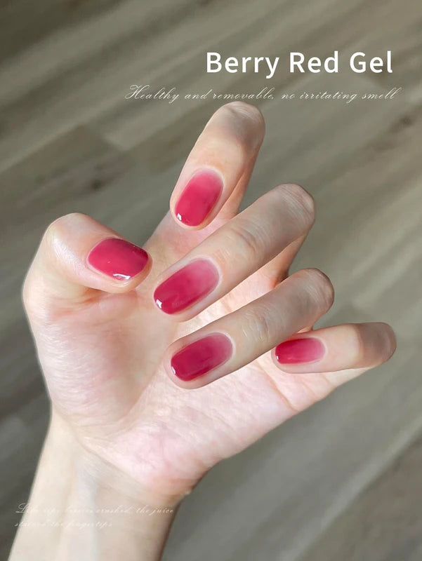 Berry Red Gel Nail Polish 10ml - Durable White Raspberry Varnish for Salon & Home Use