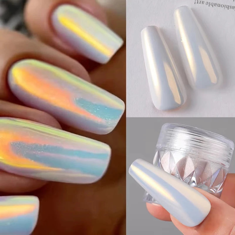 Pearl Nail Powder - Aurora Mirror Effect Glitter Dust for Nail Art Decoration