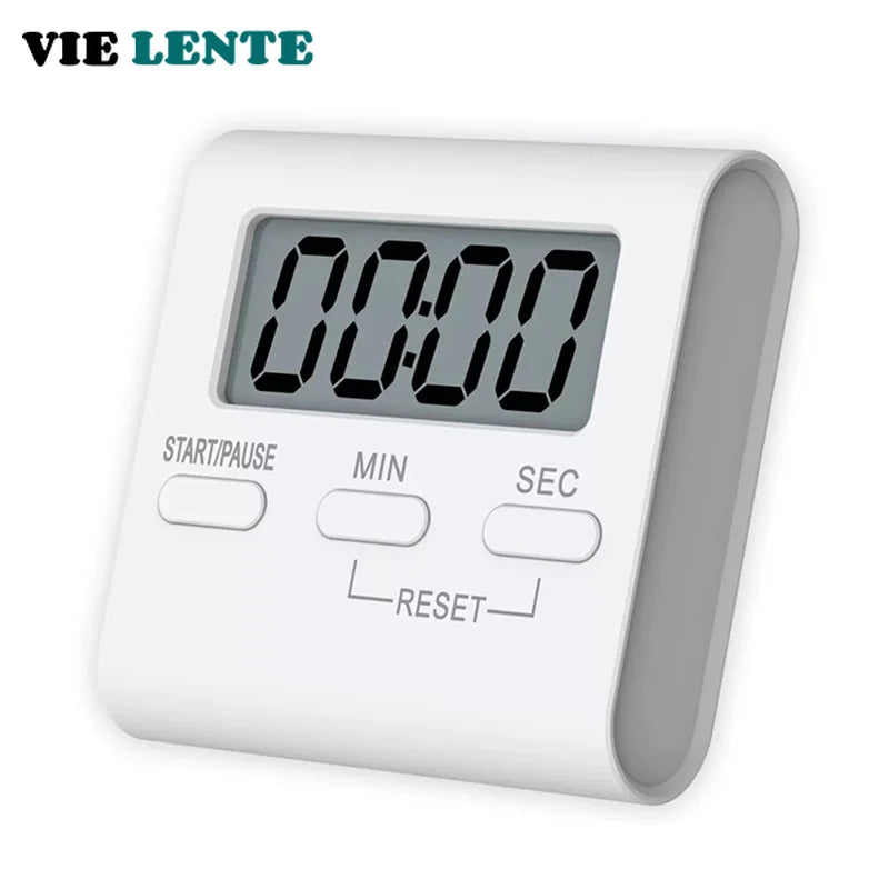 Digital Kitchen Timer LCD Countdown Timer Magnetic Stand White