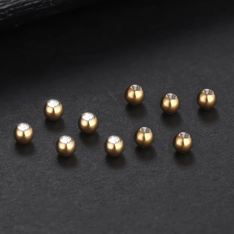 10pcs Stainless Steel Body Piercing Replacement Balls – Labret, Tongue, Belly, Eyebrow Jewelry