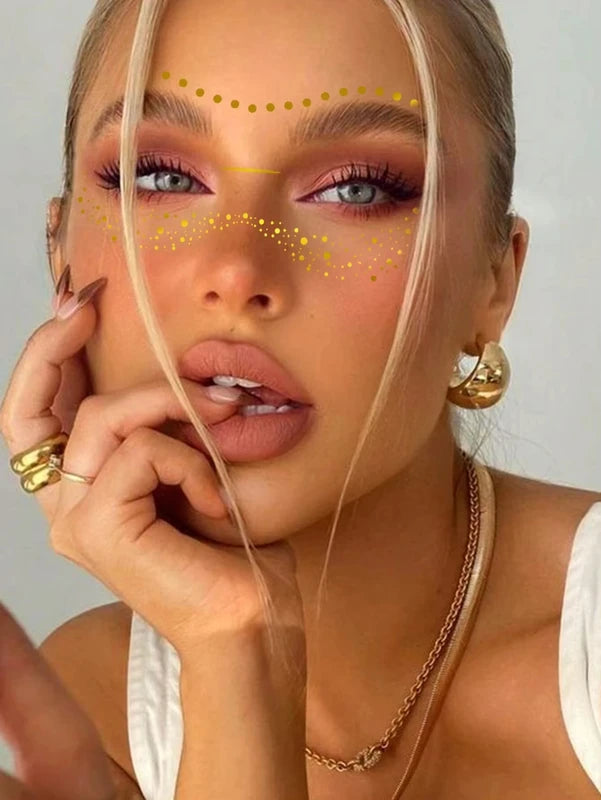Gold Face Paint & Body Art Stickers Waterproof Party Makeup Decorations