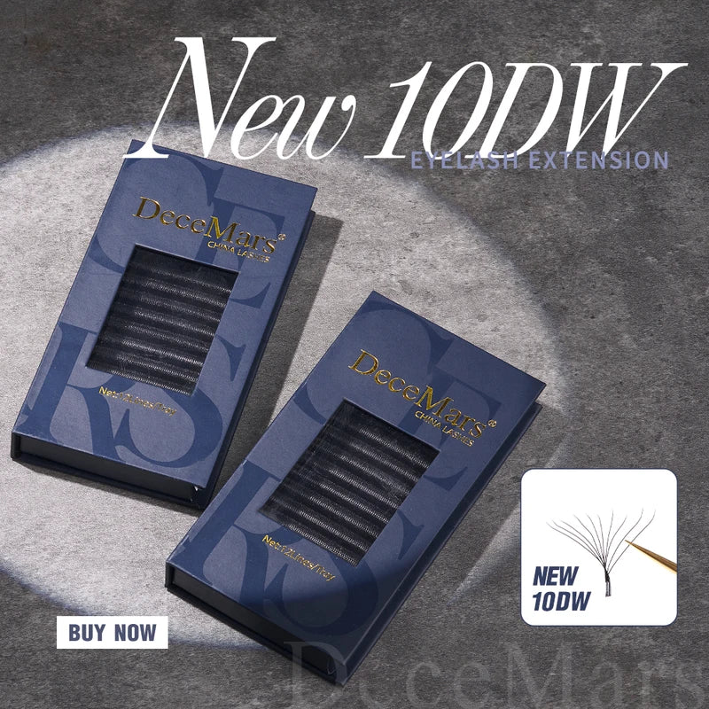 DeceMars 10D W-Shaped Eyelash Extensions 12 Lines Per Tray - Professional False Lashes