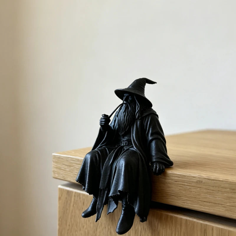 Medieval Fantasy Old Man Miniature Figurine Seated 3D Printed Vintage Wizard Desk Ornament