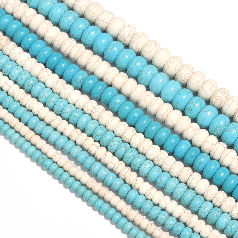 Natural Turquoise Abacus Beads for Jewelry Making - Flat Round Stones, 6-14mm