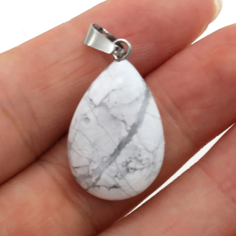 Natural Drop Shape Stone Pendant Crystal Jewelry Charm for DIY Making