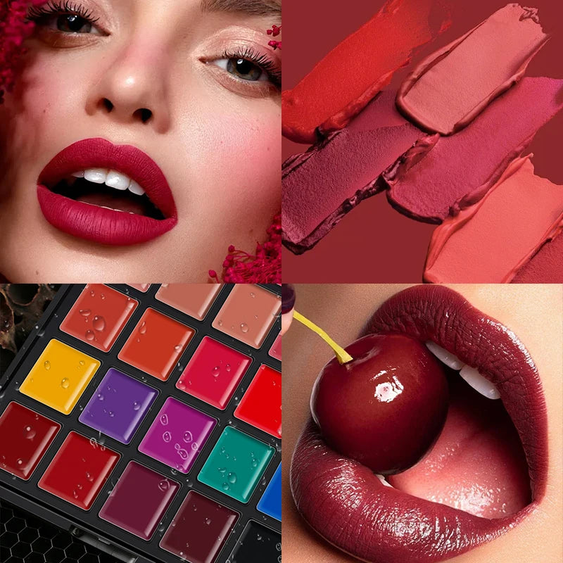 25-Color Matte Lipstick & Blush Palette - Multi-Purpose Lip, Eye, Cheek Makeup Set