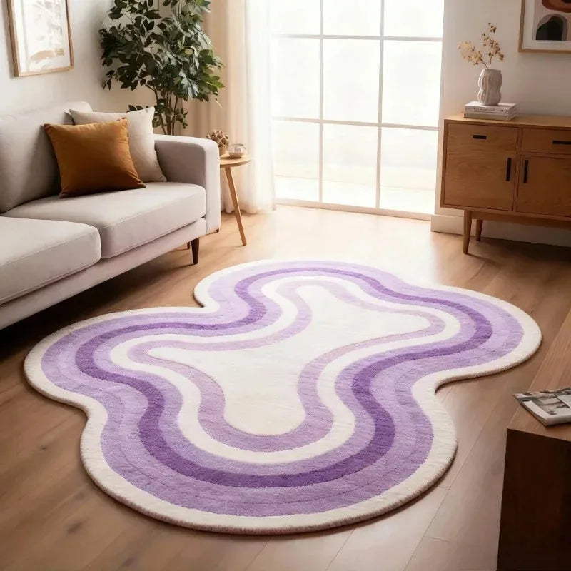 Colorful Irregular Rug Non-Slip Washable Floor Mat for Living Room & Bathroom