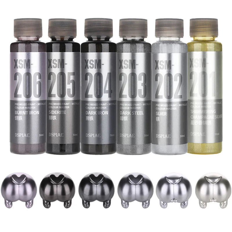 Water-Based Metallic Paint Set for Model Hobby Airbrush 50ML - Multiple Colors
