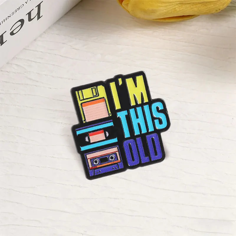 Vintage Digital Disk CD Cassette Enamel Pin 90s Retro Brooch Jewelry