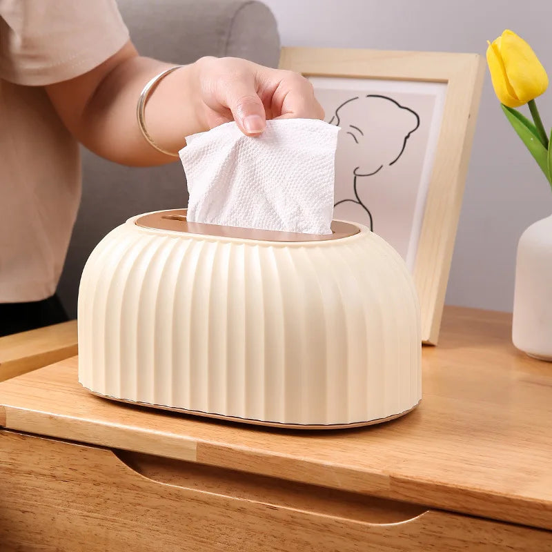 Spring Loaded Tissue Box with Rising and Falling Napkin Holder - Home Decor Accessory