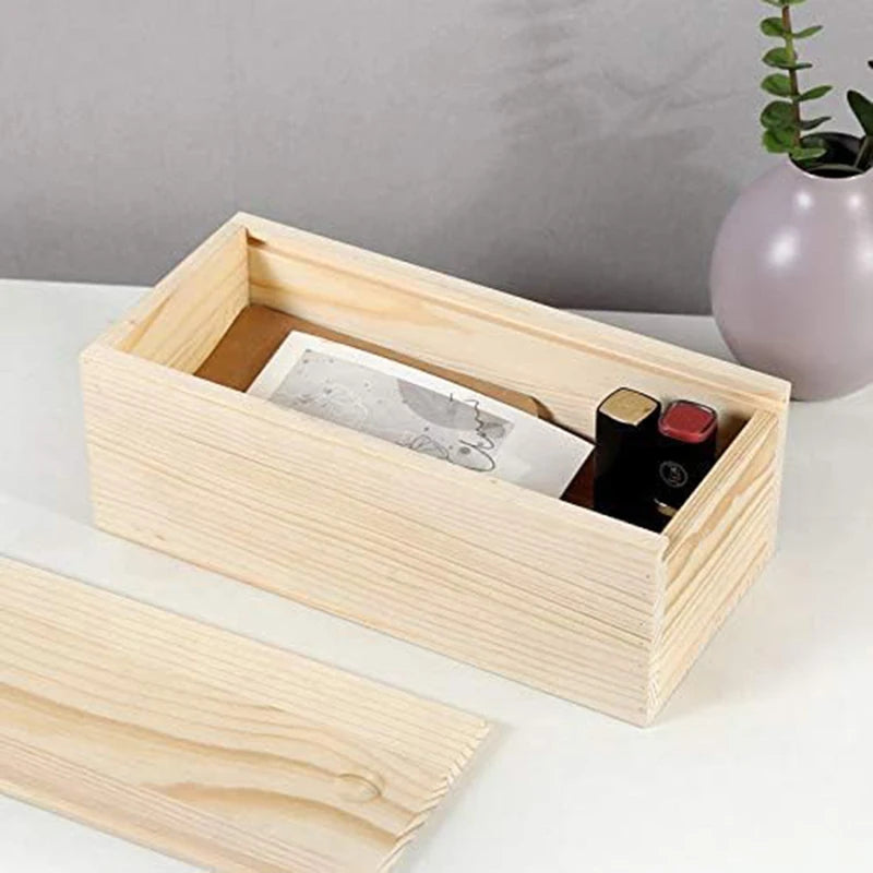 Wooden Pull-Out Jewelry Storage Box with Natural Pine Finish