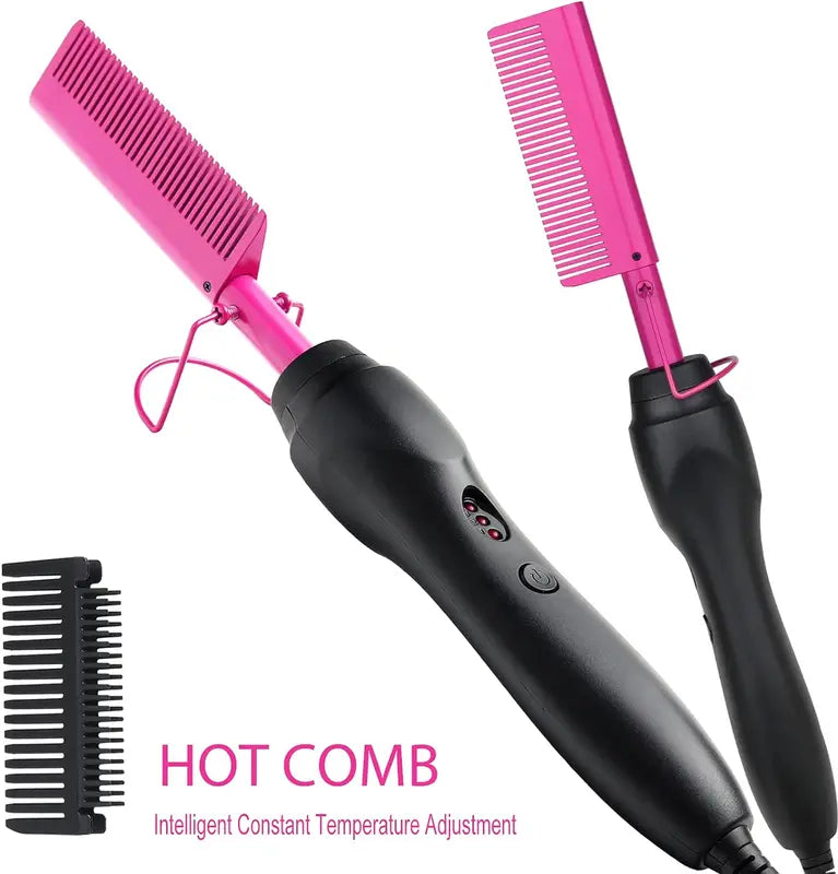 Professional Electric Hot Comb for Hair Styling, Fast Heating, Anti-Scald, Portable