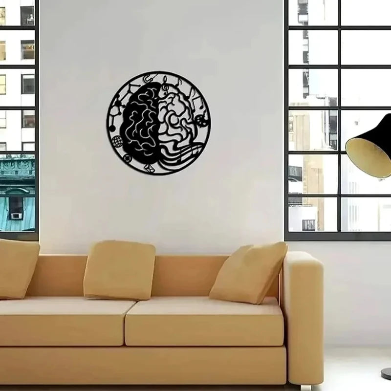 Left and Right Brain Metal Wall Art - Modern Minimalist Home Decor