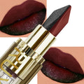 Waterproof Two-Tone Lipstick with Pearlescent Finish - Matte Non-Stick Red Black Brown Lips Makeup
