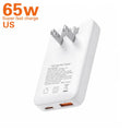 65W Gallium Nitride Travel Charger with Dual USB-C & USB-A Ports, Multi-country Plugs
