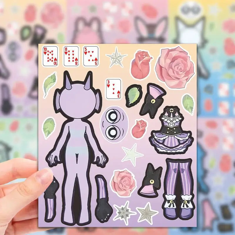 DIY Sticker Making Kit - 6/12 Sheets Kids Cartoon Craft Supplies for Parties
