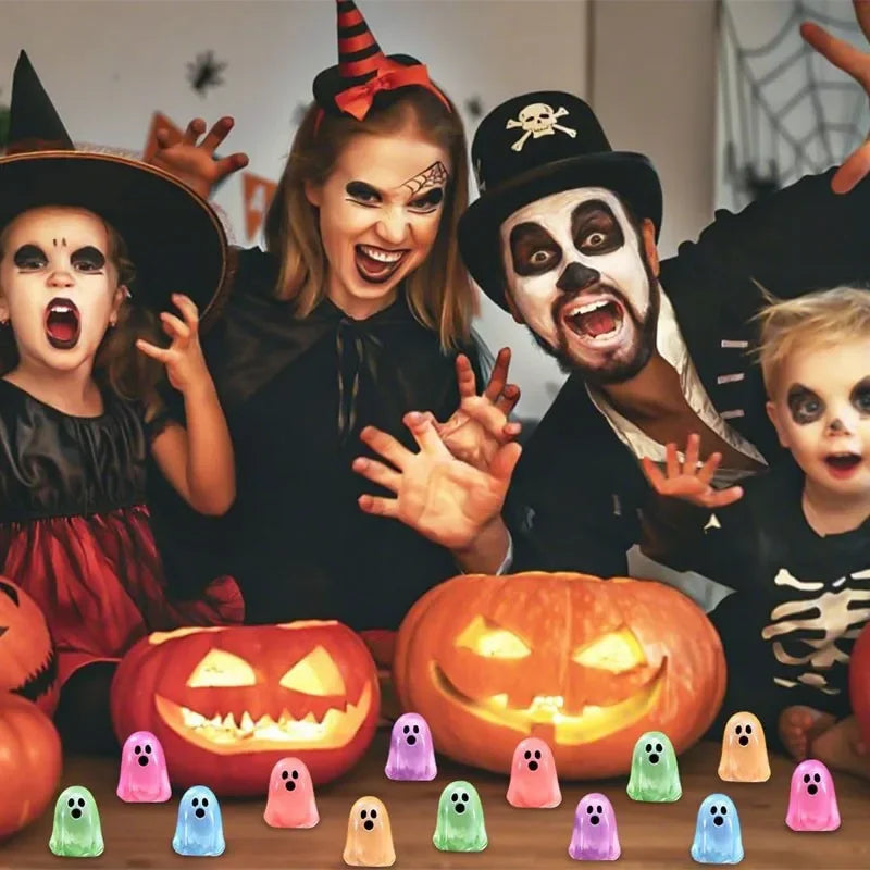 Mini Luminous Ghost Ornaments 50pcs Halloween Decorations DIY Kids Toys Home Decor