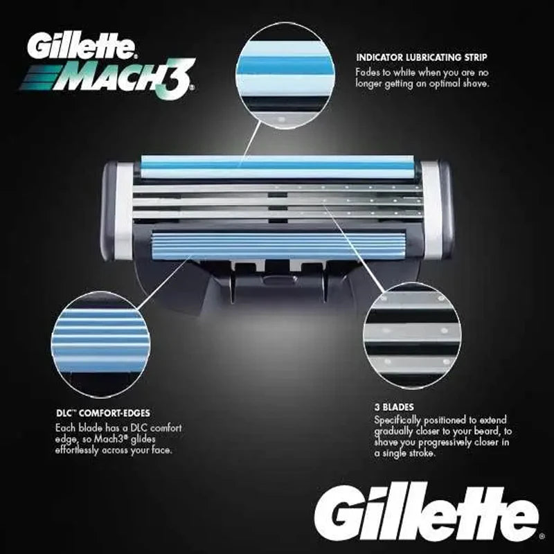 Men's Razor Blade Refills for Shaving - 3-Layer Lubrication, Fast Cutting