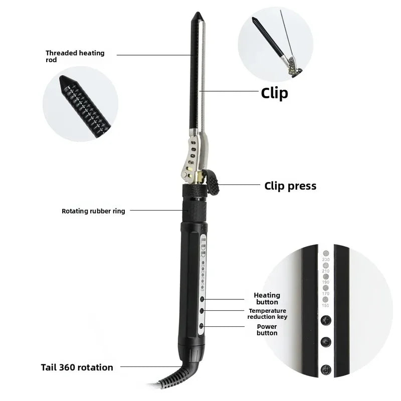 Mini Curling Iron 7mm Small Hair Curling Tool for Short & Fluffy Hair