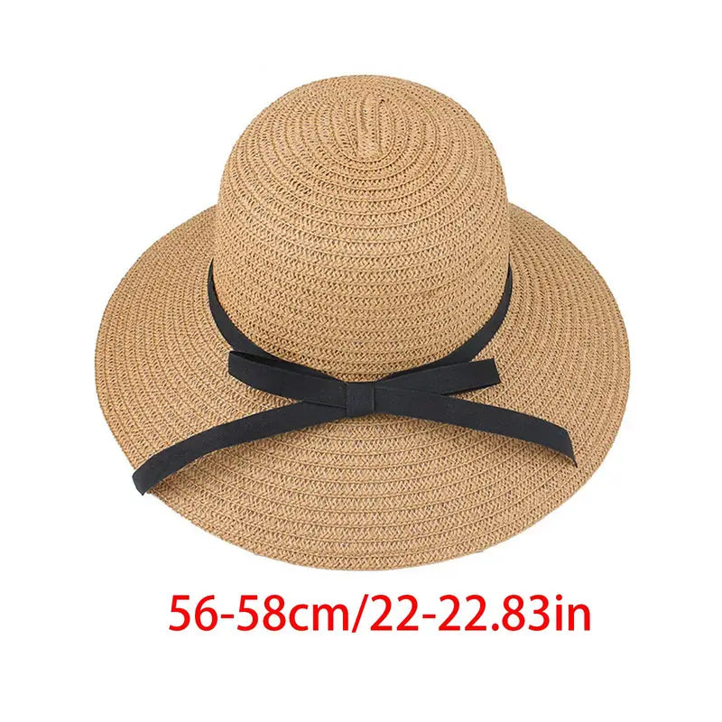 Women's Foldable Straw Sun Hat UPF 50+ Wide Brim Beach Hat for Sun Protection