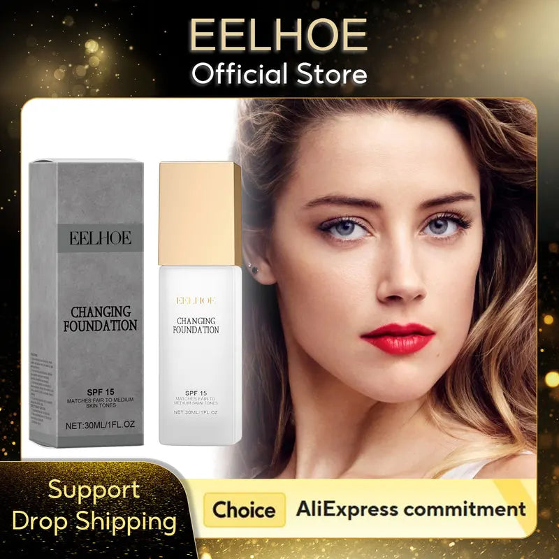 Color Change Foundation SPF 15 Waterproof Oil Control Face Makeup - Full Coverage