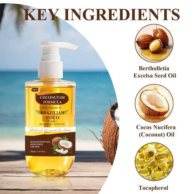Organic Coconut Oil for Skin - Deep Moisturizing & Nourishing Body Oil, Natural Body Butter Alternative, Non-Greasy