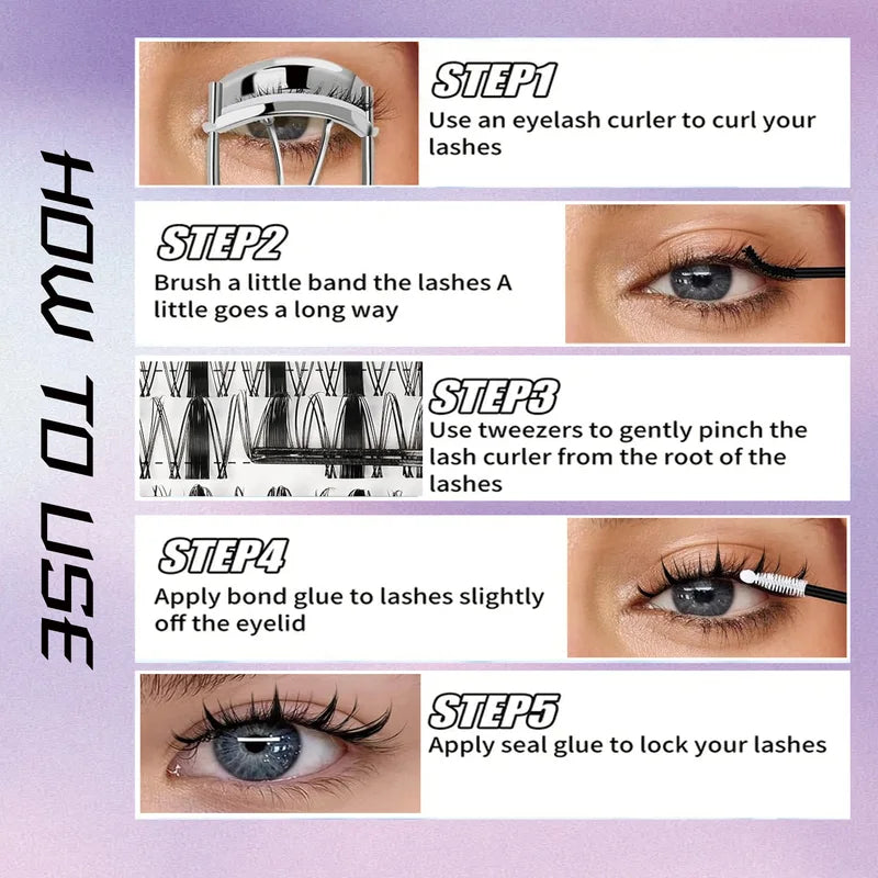Natural Eyelash Clusters 8-18mm Wispy C Curl for Dramatic Eye Look