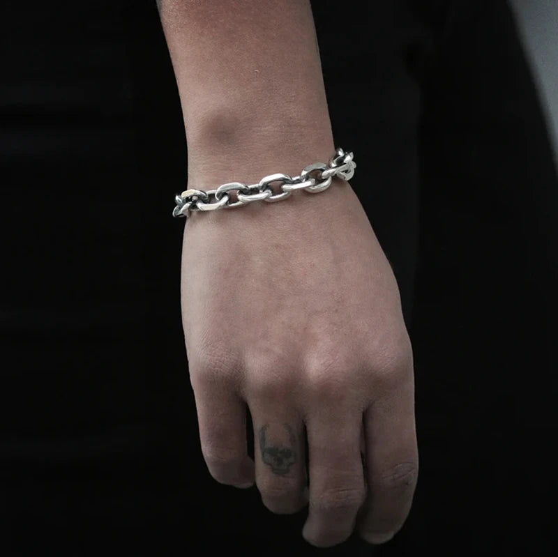 Heavy Beveled Cable Chain Bracelet for Men Women - Punk Gothic Jewelry