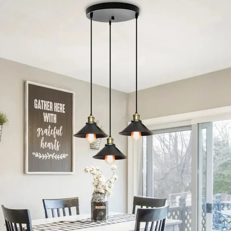 Modern Pendant Ceiling Light with 1/2/3 Heads - Vintage Hanging Lamp for Living Room and Kitchen