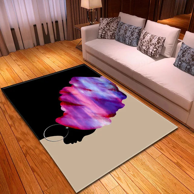 African Woman Carpet Rug for Living Room Bedroom Kitchen Floor Mat - Unslip & Giftable