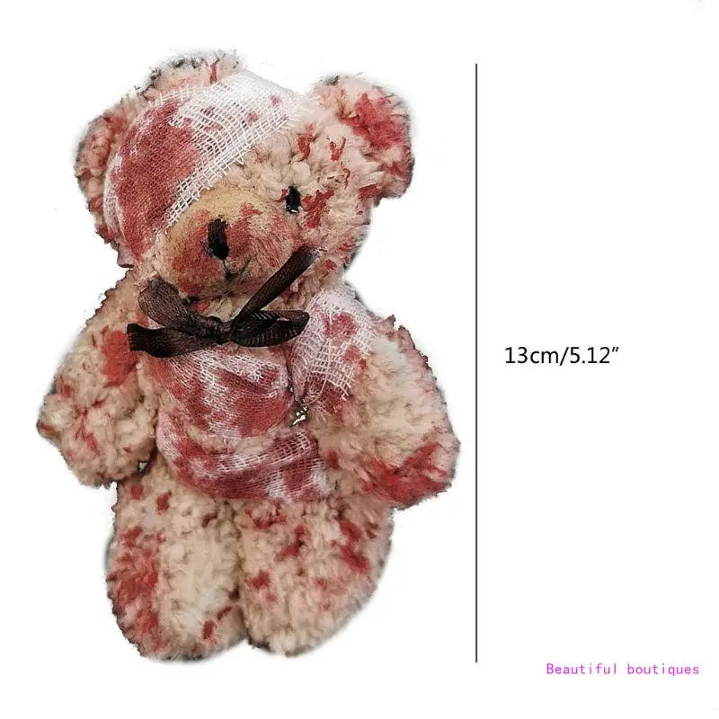 Halloween Bloody Plush Bear Keychain for Bags & Keys - Injured Animal Pendant
