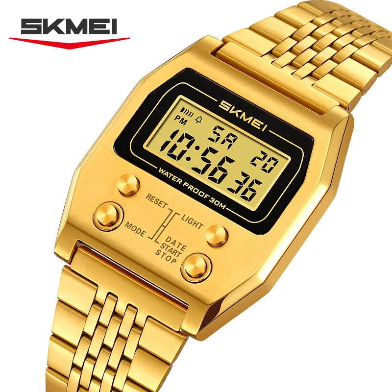 Digital Sports Waterproof LED Watch for Men & Women - Retro Alarm Clock