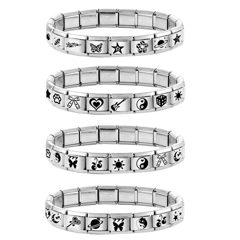 Laser Engraving Charm Bracelet Links DIY Jewelry Making Supplies - 9mm Stainless Steel