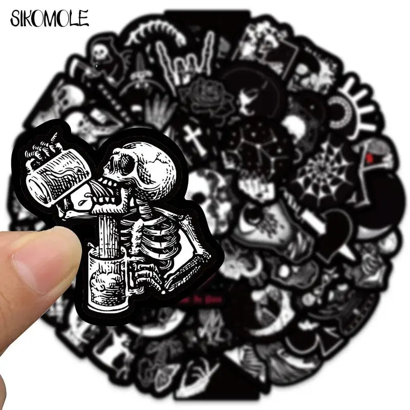 Cartoon Skull Stickers Pack for Halloween DIY Skateboard Laptop Luggage Car Decals