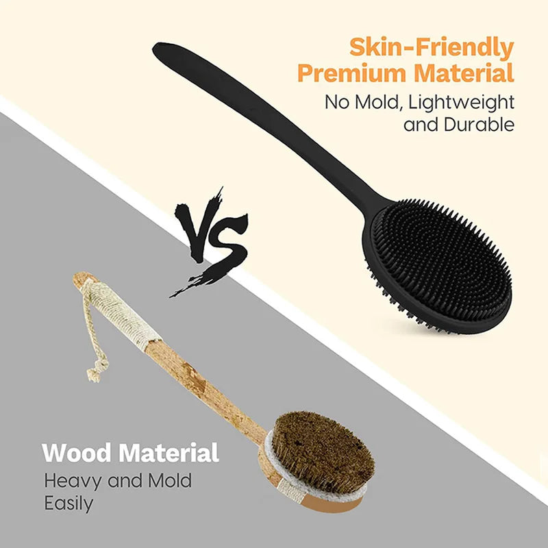 Exfoliating Back Brush with Handle for Shower Bath Skin Cleansing