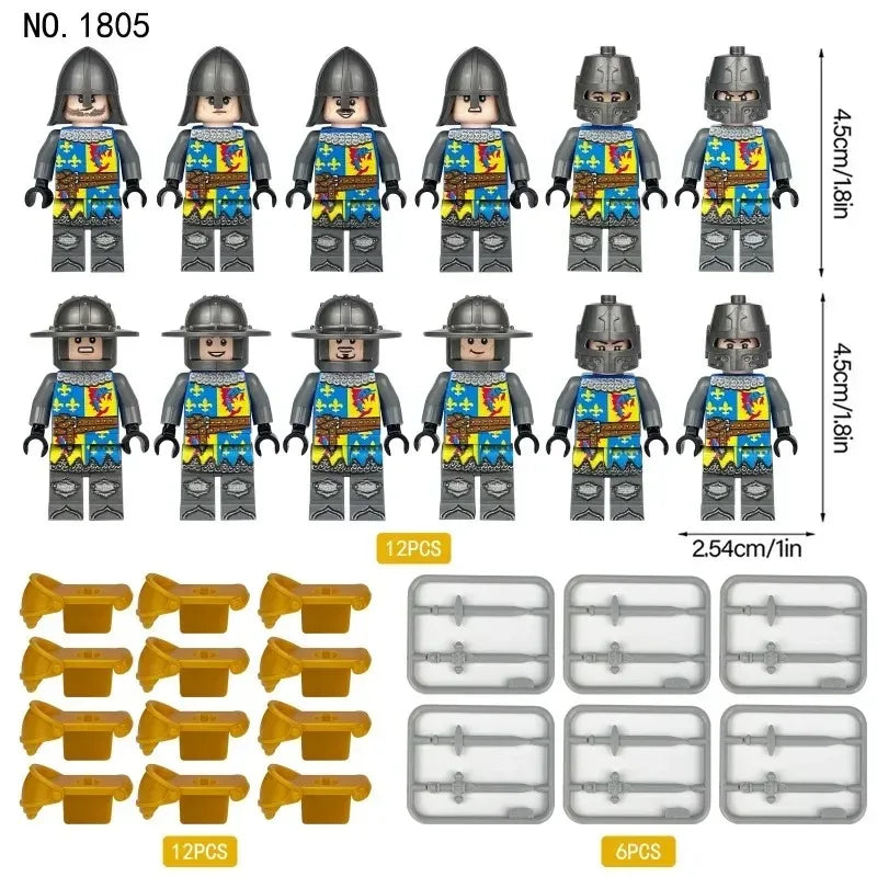 Medieval Corps Toy Figures & Shields - Humanoid Dolls for Kids, Birthday Gifts