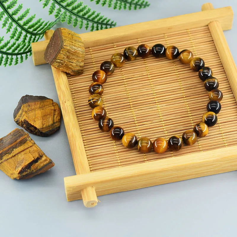 Natural Tiger Eye Bead Bracelet for Men and Women - Healing Crystal Jewelry