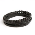 Men Leather Multi-Layer Beaded Bracelet with Tiger Eye - Fashion Jewelry Gift
