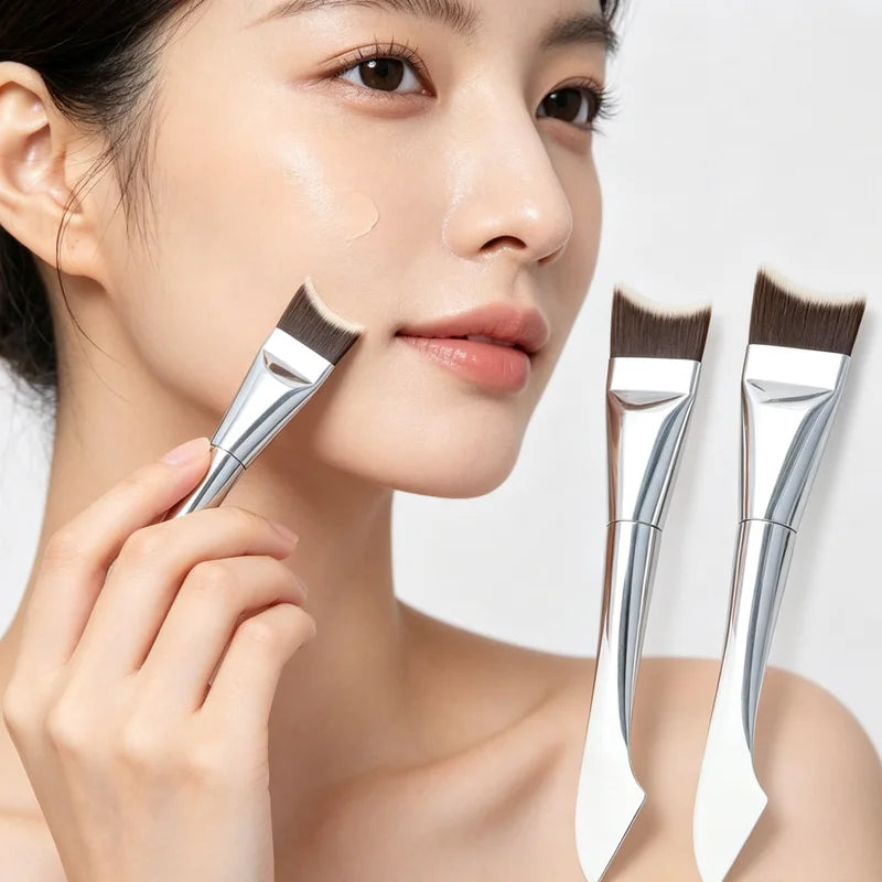 Upgraded Crescent Shape Foundation Makeup Brush - Ultra Thin & Smooth Applicator