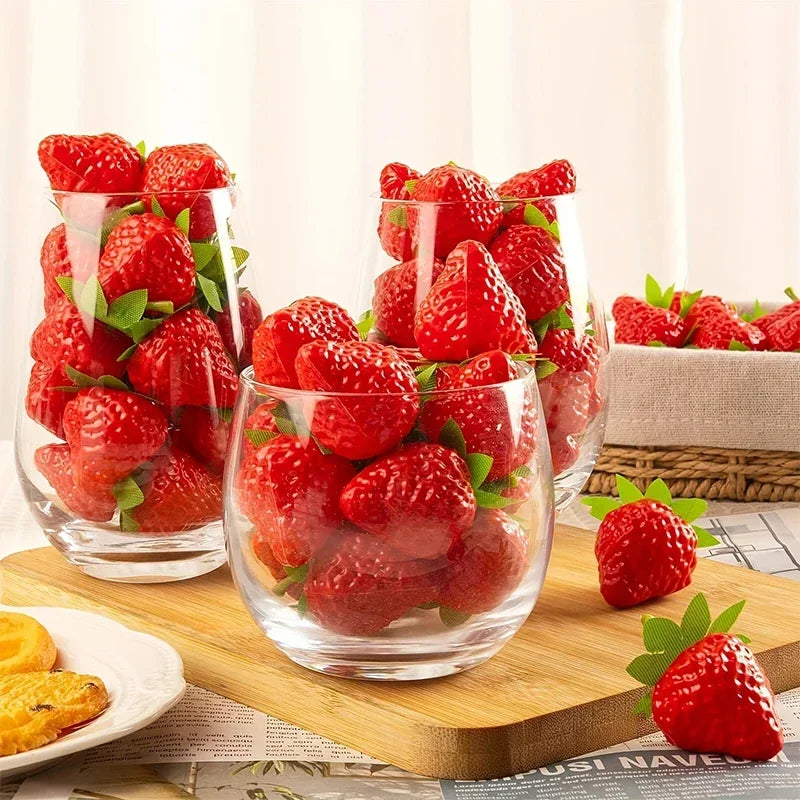Artificial Strawberry Decor Set - Fake Fruit for Home & Party Decorations