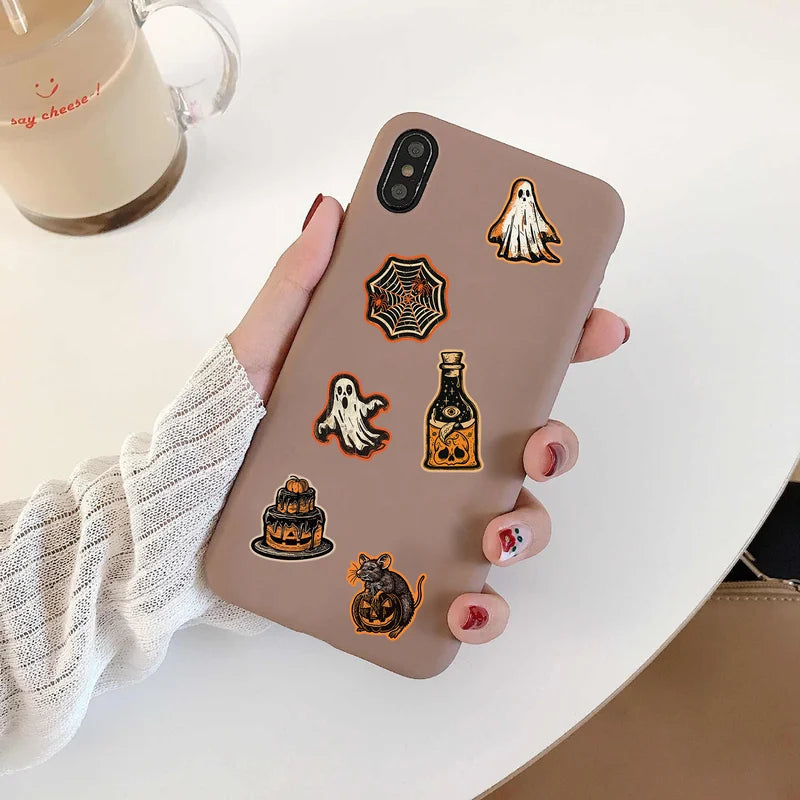 50/100PCS Halloween Stickers Terrifying Pumpkin Luggage Phone Laptop Wall Decor
