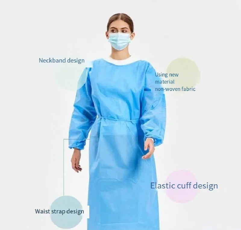 Disposable Non-Woven Isolation Gown Protective Coverall for Work and Dust Resistance